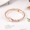 Tjp New Arrivals Hot Women 316 Stainless Steel Bangle Bracelet Crystals Zircon High Quality Rose Gold Bangle for Gift Jewelry Q0717