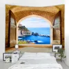 Beautiful Sea View Print Wall Hippie Tapestry Polyester Fabric Home Decor Wall Rug Carpets Hanging Big Couch Blanket 210609