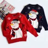 Kerstmiskleding gebreide herfst winter Koreaanse rode sneeuwpop pullover trui baby jongens meisjes kinderkleding 211104