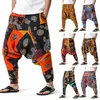 2021 cotton and linen casual pants men's printed trousers large size loose hip-hop pants men's and women's wide-leg pants retro X0723