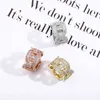 2021 Hip Hop anneaux tout glacé Bling Micro pavé AAA + Zircon cubique haute qualité bijoux cadeau pour hommes et femme