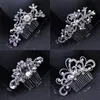 Trendy bruids haaraccessoires zilveren kleur strass kristal bruiden tiara bloemen bruiloft kammen vrouwen haren sieraden