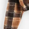 Felpa donna casual manica lunga scozzese crop felpa con risvolto cappotto top camicetta felpa donna # LJ201103