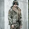 Män hooded vattentäta taktiska fleece jackor mjuk skal militär kamouflage vinter varm armé multicam ytterkläder päls