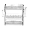 Stainless Steel 3-layer Kitchen Dish Drain Rack Dishwashing Cup Drying Household Space Saving Organization Storage Tools 211102