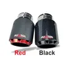 1 Stück neues Design, cooler Stil, Kohlefaser-Auto-Schalldämpfer, Auspuffrohr, schwarzer Edelstahl + rot plattiertes, modifiziertes hinteres Auspuffsystem