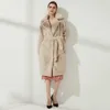 Wixra Ladies Faux Leather Long Coats Femme Pockets Soft Mink Fur Women Trendy Street Style Loose Short Outwear Winter 210927