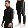 التجميعات غير الرسمية 2021 Autumn BMW M splice jogger hoodies with zipper pants 2 pcs sports clothing sets4437177