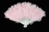 Elegant White Folding Feather Fan Halloween Party Stage Performances Craft Fans Carnival Centerpiece Supplies RRE12859