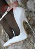 Chaussures habillées 16 cm femmes vague talons aiguilles boucle bout pointu Super haut talon en acier cuir verni discothèque Sexy blanc