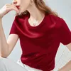 2021 mode Sommer Übergroßen frauen T-Shirt Satin Seidige Kühle Frauen Solide Baumwolle Tops Ulzzang T-shirt Femme Kurzarm Top