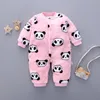 Romper Hiver Nouveau-né Garçon Fille Mignon Imprimer Chaud Bébé Doux Polaire Combinaison Pyjamas Bébé Filles Vêtements 210309