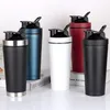 Protein Shaker Cup Tazza isolata in acciaio inossidabile Bottiglia d'acqua Palestra all'aperto Allenamento Bevanda Miscelatore per latte in polvere Bottiglie portatili da viaggio 129 V2