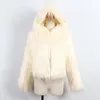 Dames bont dames faux chique vrouw capuchon jas met lange mouwen losse high taille jas stroomdichtend vest 2022 mink hoodie bommenwerper