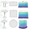 185cm x 77cm Solid Color Table Skirts Tulle Ruffled Table Skirt Decoration for Rectangle Round Table 5-layer Home Decor White 2010288l