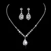 Boucles d'oreilles collier mode larme cristal ensemble de bijoux de mariage pour les femmes boucle d'oreille Banquet4094658