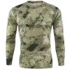 Sommar Snabbtorkande Camouflage T-shirts Andningsbar Långärmad Militär Kläder Utomhusjakt Vandring Camping Klättring SHIRTS 210716