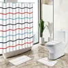 Tende da doccia a righe motivo astratto moderno blu rosa design bagno tappeto antiscivolo copriwater tappetino set lavabile