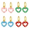 Hoop Huggie Ins Color Love Ear Buckle Orecchini in vero rame placcato oro Simpatico cuore di pesca con olio gocciolante Vendite dirette in fabbrica