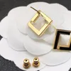 Earrings Jewelry Womens Black Designer Earring Ear Studs Letter Fashion Square Luxurys Golden Brand Silver Needle Weote1146192