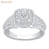 Она сплошной 925 стерлингового серебра Halo круглая обручальное кольцо для женщин классические свадебные украшения Aaaaa Cubic Zircons BR1091 211217