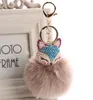 Crystal Faux Fox Fur Keychain Kvinnor Trinkets Suspension Väskor Bilnyckel Kedja Key Ring Toy Gifts Llaveros Smycken Hängen GC767