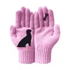 Fünf Fingerhandschuhe Mode Herbst- und Winter-Cartoons Print Damen Woll-warme Outdoor-Hundeknochen drucken alle