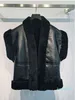 Faux Fur Leather Patchwork Women Vest Coat Fashion Lady Sleeveless Furry Black Outwear Top Y1217