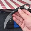 프로모션 고정 블레이드 Karambit 나이프 D2 화이트 / 블랙 스톤 워시 블레이드 전체 당나라 G10 kydex와 발톱 칼