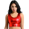 Mulheres meninas verão brilhante tanque metálico colheita bustier camisa colete tops moda rave festa jazz street dance traje 10 cores