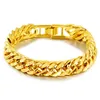 Link, Chain Men's Link Bracelets Hip Hop 15mm Brass 24K Gold Plated Sand Classic Bracelet Wide Bangle Wedding Gifts Jewelry