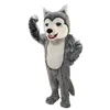 Halloween Grijze Husky Hond Mascotte Kostuum Hoge Kwaliteit Cartoon Pluche Dier Anime Thema Karakter Volwassen maat Kerst Carnaval Fancy Dress