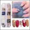 Decorations Art Salon Health & Beauty 12Gird/Set Natural Sea Shell Nail Glitter Powder Tips Mix Metal Rivets Pearl Beads Studs Charms Ab Rhin