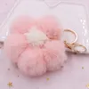 Porte-clés mignon fleur en forme de peluche porte-clés imitation fourrure pendentif porte-clés pour femmes sac à main charmes ornement porte-clés décor cadeaux1 Smal22