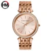 Антеуз смотрит на розовый золотой бриллиант, модные водонепроницаемые Quartz Ladies Watches