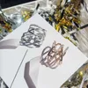 Преувеличенный металлический крест инкрустация циркона открытые кольца для женщины 2020 новая мода розовое золото пальцев ювелирные изделия свадьба роскошное кольцо X0715