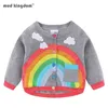 Mudkingdom Toddler Girl Boy Cardigan Sweater Lightweight Rainbow Clouds Knit Outerwear for Kids Clothes Cotton Spring Autumn 210811