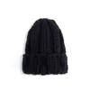 비니 / 두개골 모자 여성 겨울 니트 모자 두꺼운 부드러운 따뜻한 굵은 대형 솔리드 여성 스키 보닛 Skullies Cap