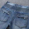 Men Casual Biker Denim Jeans Stretch Pants Solid Regular Fit Male Street Pant Vintage Youth Large Size 220311