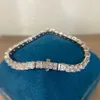 Clássico 925 Sterling Silver 44mm simulado diamante criado Moissanite Strand Bracelete de casamento para mulheres Presente de jóias finas 16cm3528991