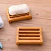 200pcs/lot Bamboo Soap Dishes Tray Holder Storage Soap Rack Plate Box Container Bathroom Japanese style soap box