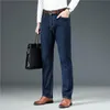 Jeans pour hommes 2021 été bleu foncé Stretch hommes affaires décontracté marque classique droite ample grande taille 28-40