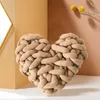 DUNXDECO Coeur Oreiller Noeuds Coussin Coeur Forme Solide Couleur Peluche Peluche Poupée Présent Oreiller Décoratif Canapé Chaise Décorer 210716