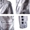 Блестящий с покрытием металлический костюм Blazer 2021 роскошный бренд 2 шт. Костюм (куртка + брюки) Ночной клуб Halloween подходит для пользовательских Homme Silver X0909