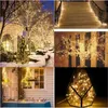 LED utomhus sol lampa strängljus 50 lysdioder 100 200 lysdioder Fairy Holiday Christmas Party Garland Solar Garden Vattentät 7m 12m Y0720