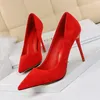 NOUVEAUX FEMMES POMPES SUDE HAUTE HAUTE CHAUSSIES Chaussures Fashion Bureau Chaussures Stiletto Chaussures de fête Femme Confort Femmes Talons 825-3