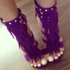 Sandaler Suede Fringe Tassels Ankel Rivet Weave Strap Peep Toe High Heels Kvinna Summer Party Club Skor