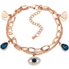 Gioielli con bracciale con ciondolo occhio di lusso in oro rosa cristallo blu CZ Evil Boho donne turche fatte a mano regali di gioielli di moda fortunati