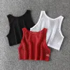 Women's T-Shirt Sexy Black/Red Hollow Out Crop Top 2021 Mesh Female Loose Fashion Summer Basic Tops For Women Fishnet Shirt