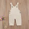 Jumpsuits 03y Toddler Baby Suspendend Pants Kids Bonday Solid Kolor Button Pocket BIB 2021 Spring Summer Boy Girl